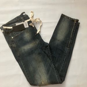 NEW EPTM SKINNY RIPPED JEANS DARK INDIGO SIZE 34x32 STRETCH FIT STREETWEAR DRIP